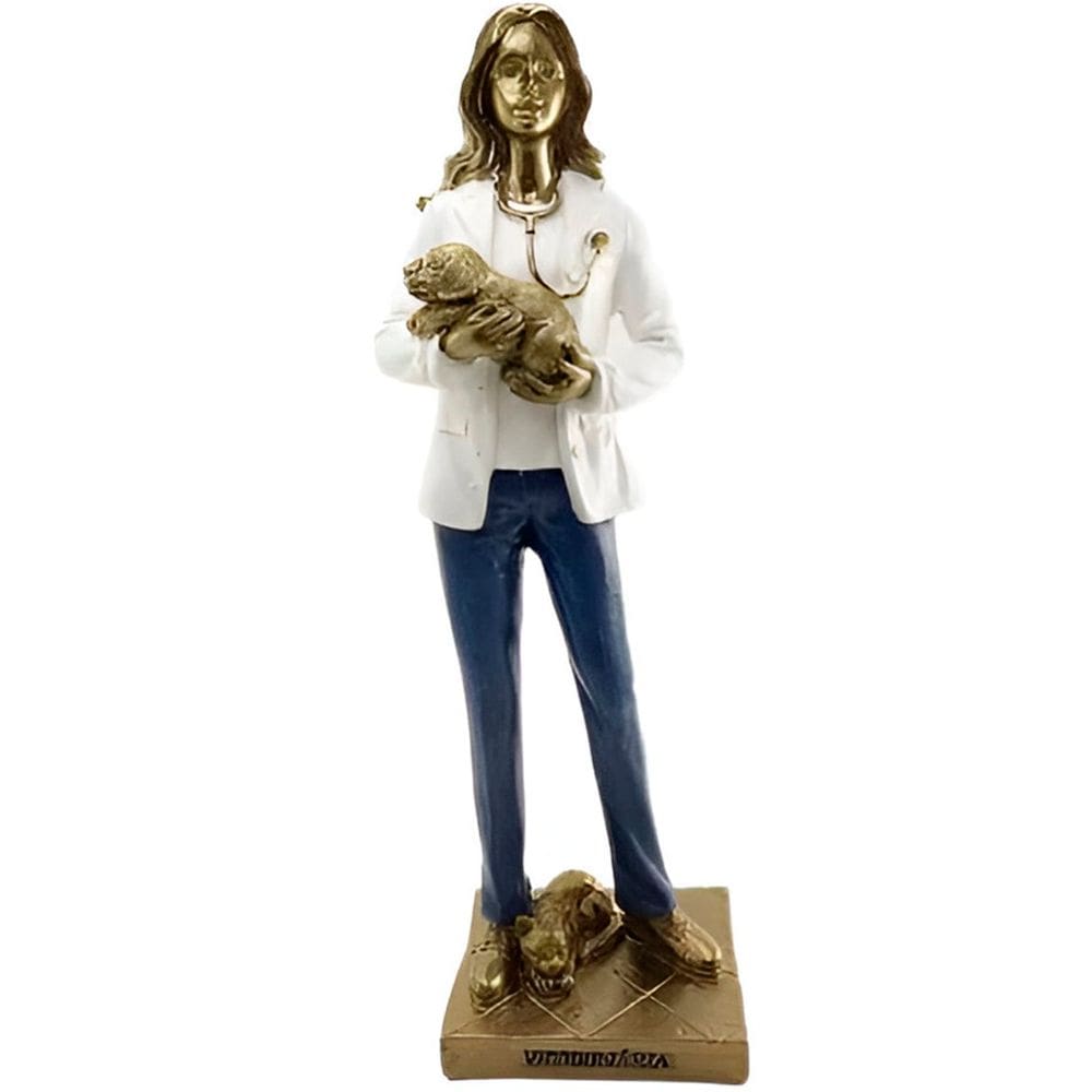 Escultura Decorativa Médica Veterinária Cachorro Resina 24cm