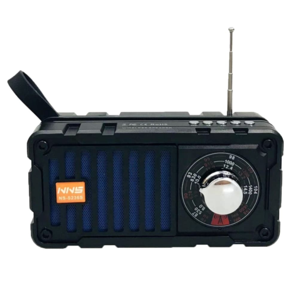 Caixa de Som Rádio Solar Recarregável USB Lanterna Azul