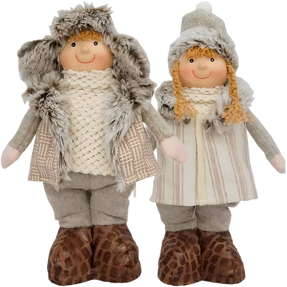 Dupla Bonecos Pelúcia Natalino Menina Menino Enfeite Natal