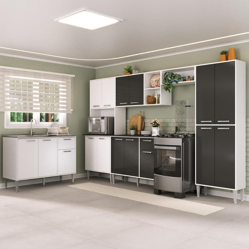 Armário de Cozinha Modulada Completa 6 Pçs com Balcão para Pia Siena Multimóveis MP2285