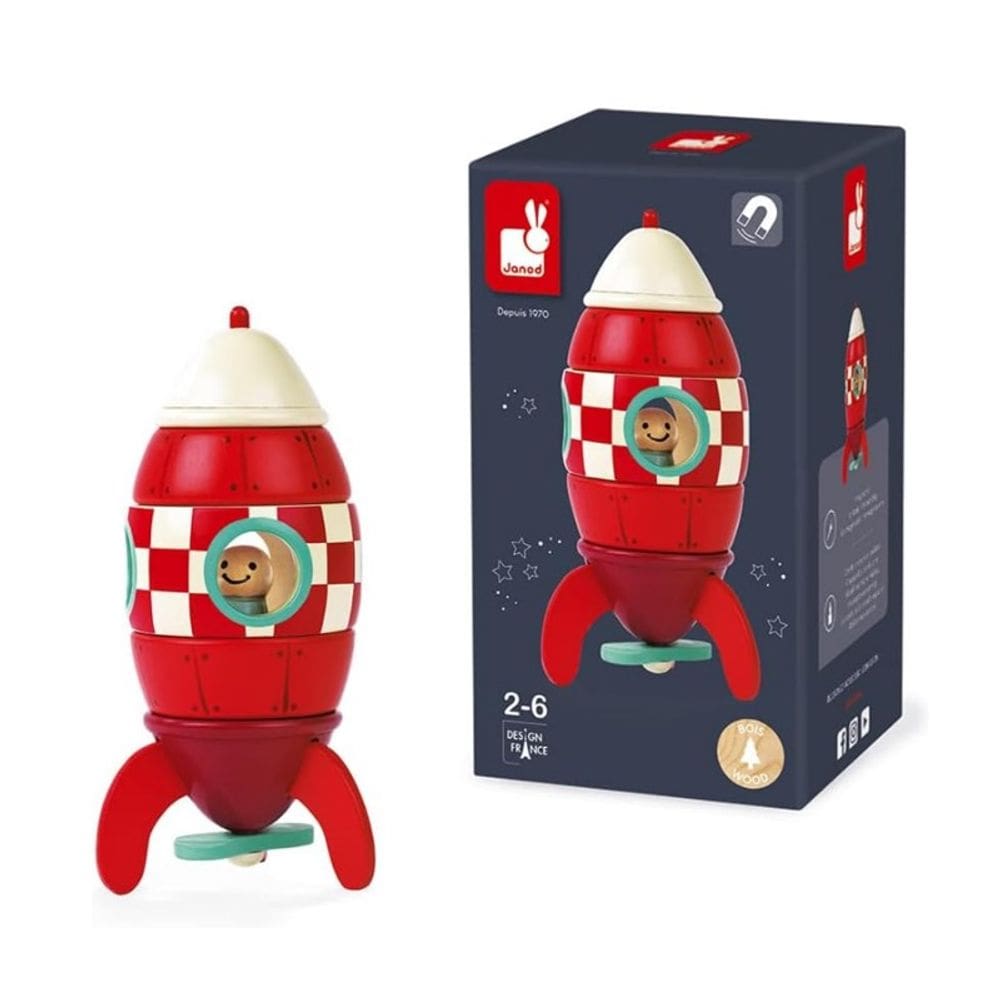 Foguete Magnético Vermelho em Madeira - Maped