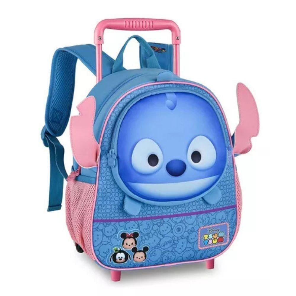 Mochila Infantil Com Rodinhas Stitch Tsum 3d Escolar