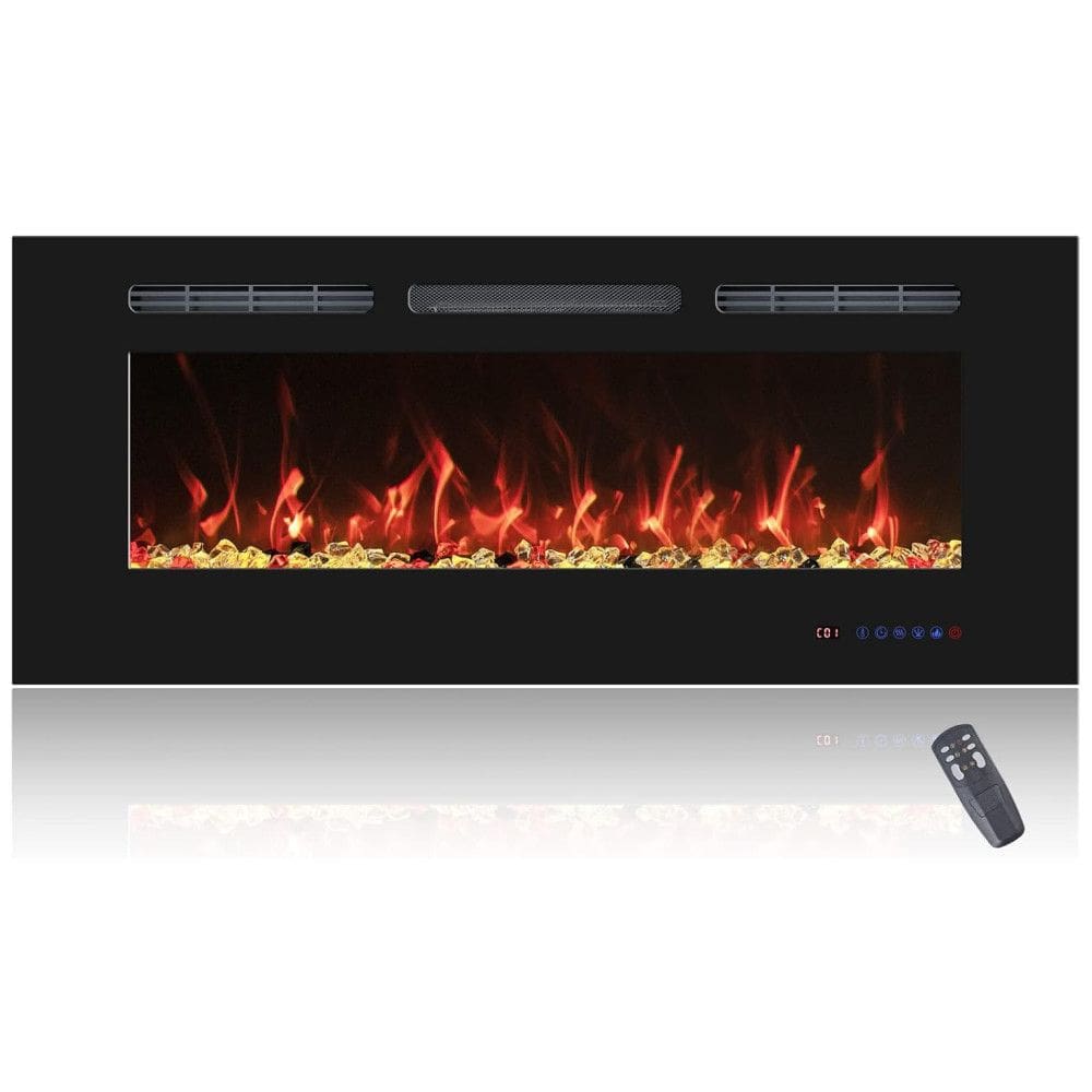 Lareira Elétrica de Embutir A45x106L com Controle Remoto e Digital, Luz LED, Chama Ajustável, 1500W, 110v, PRISMFLAME EF42r, Preto