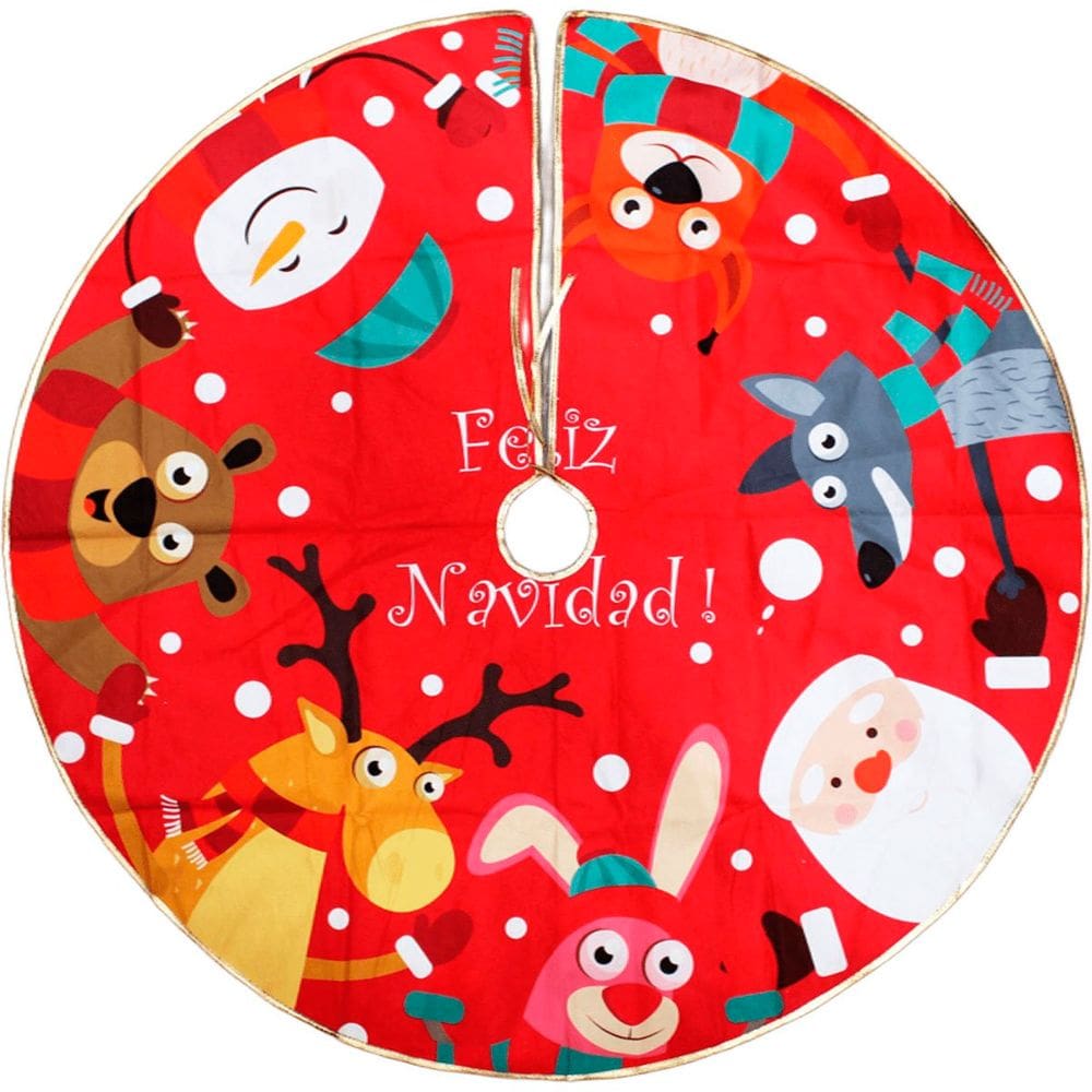 Saia De Árvore Natal Temática Natalino Noel Rena Urso 120cm