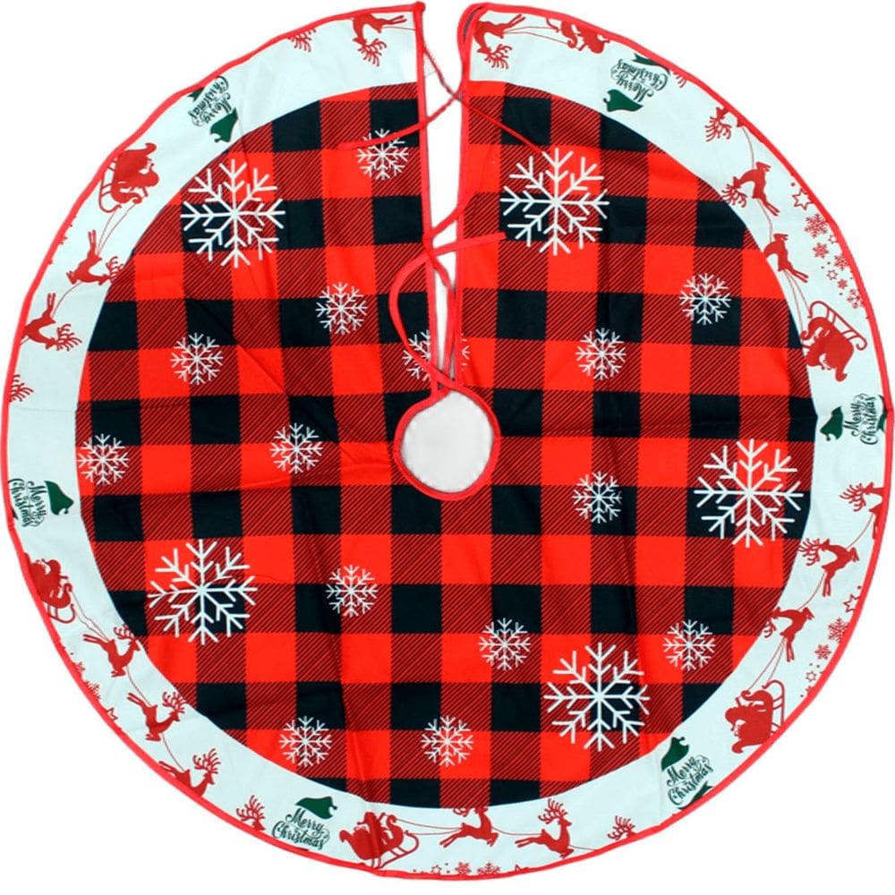 Saia Para Árvore Natal Temática Flocos De Neve Natalino 90cm