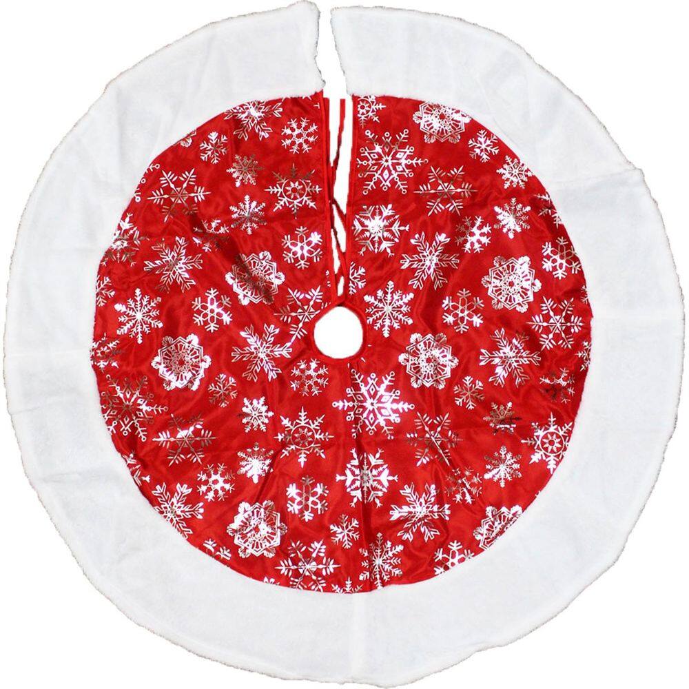 Saia De Árvore Natal Temática Flocos De Neve Natalino 90cm