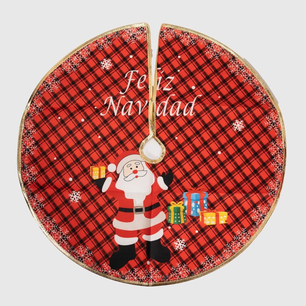 Saia P/ Árvore de Natal Temática Papai Noel Presente 120cm