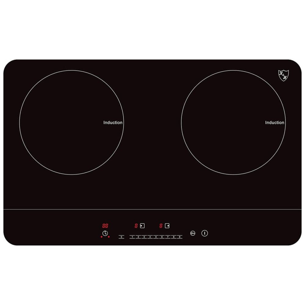 Cooktop Elétrico de Indução Portátil com 2 Queimadores, Placa de Cerâmica, 110V 1800W, K&H IN DD18 120S, Branco