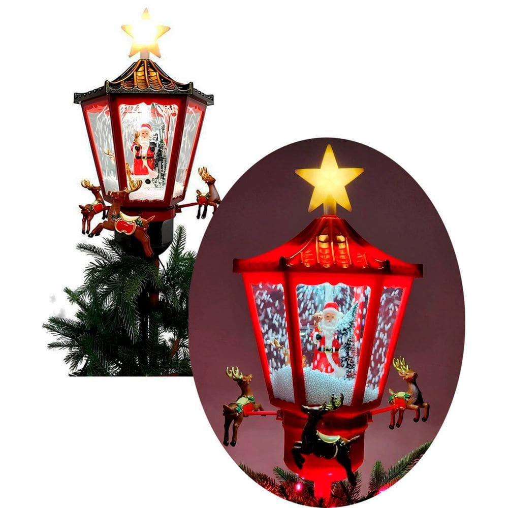 Ponteira Com Movimentos Para Árvore Natal Renas Noel Som Luz