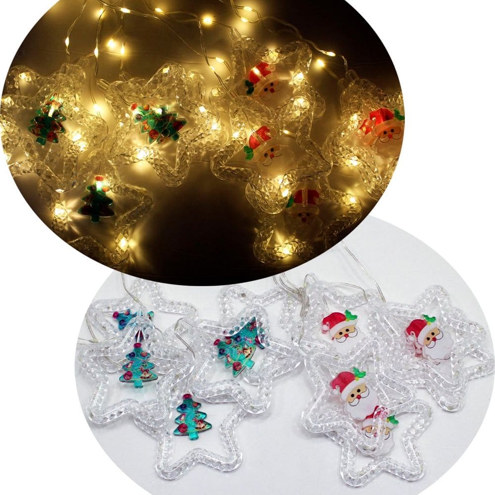 Cascata Pisca LEDs Decoração Árvore Natal Noel Amarelo De 3M