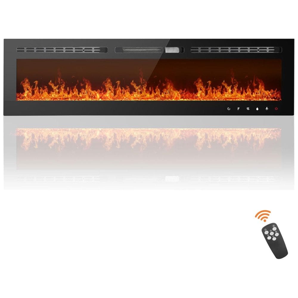 Lareira Elétrica de Embutir A43x228L Ultrafina com Painel Digital, Controle Remoto, Temporizador e Controle por APP, 110V, Anpuce, Preta