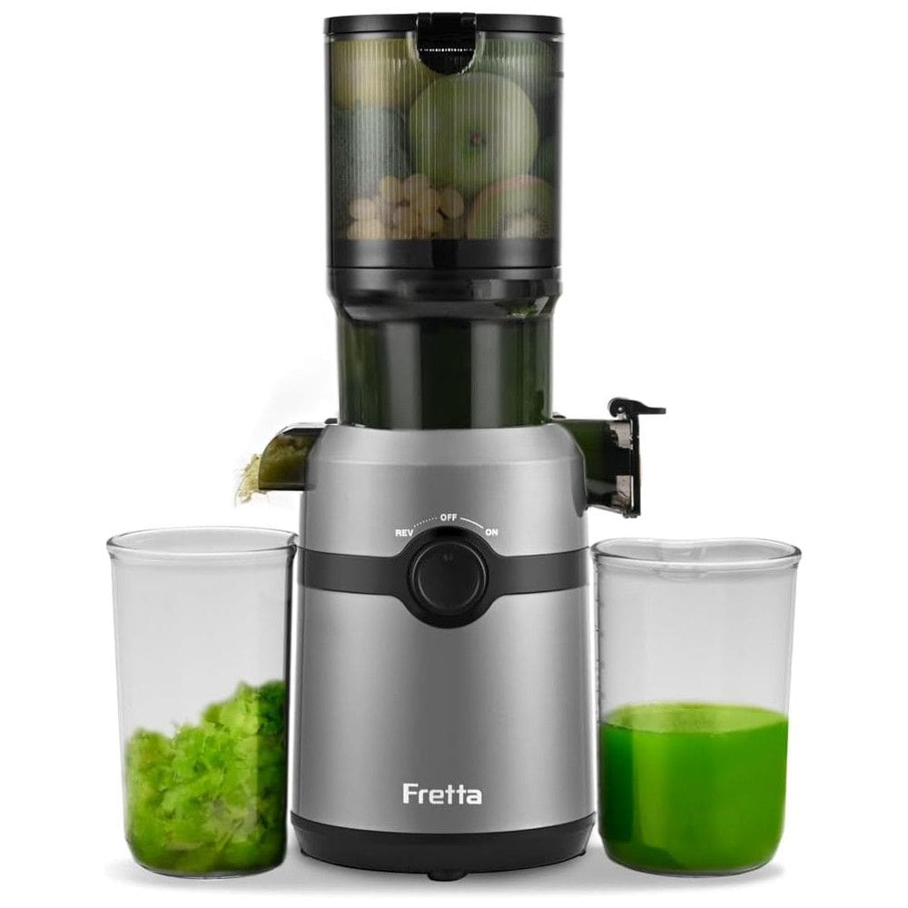 Centrifuga de Frutas de Mastigação Lenta com Calha de Alimentação Grande e Autoalimentação, de Fácil Limpeza, 110V 200W, Fretta, Cinza