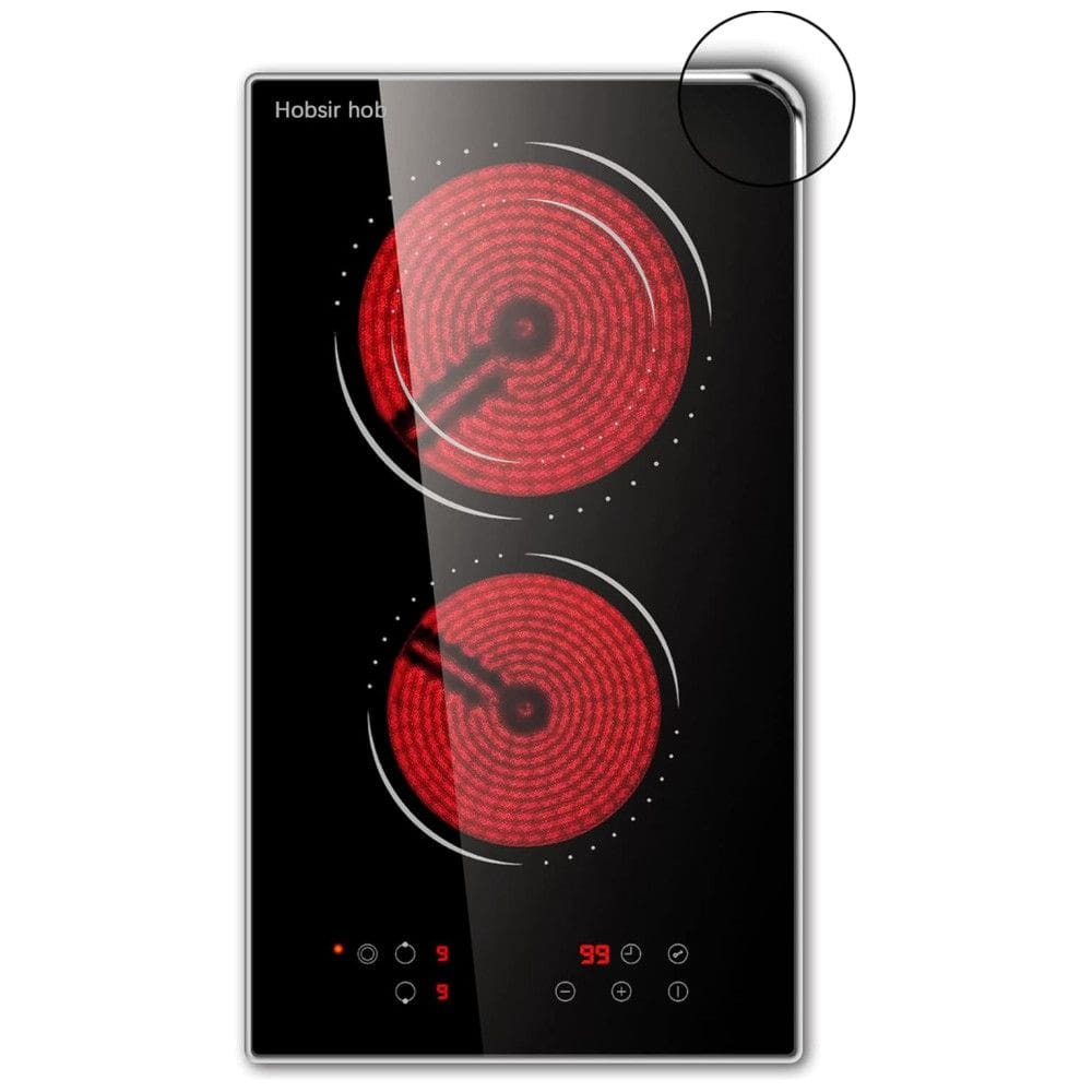Cooktop Elétrico Hobsir Hob 2 Queimadores, Fogão Elétrico de 30 centímetros, Cooktop de Cerâmica Embutido com Controle Touch, Temporizador,