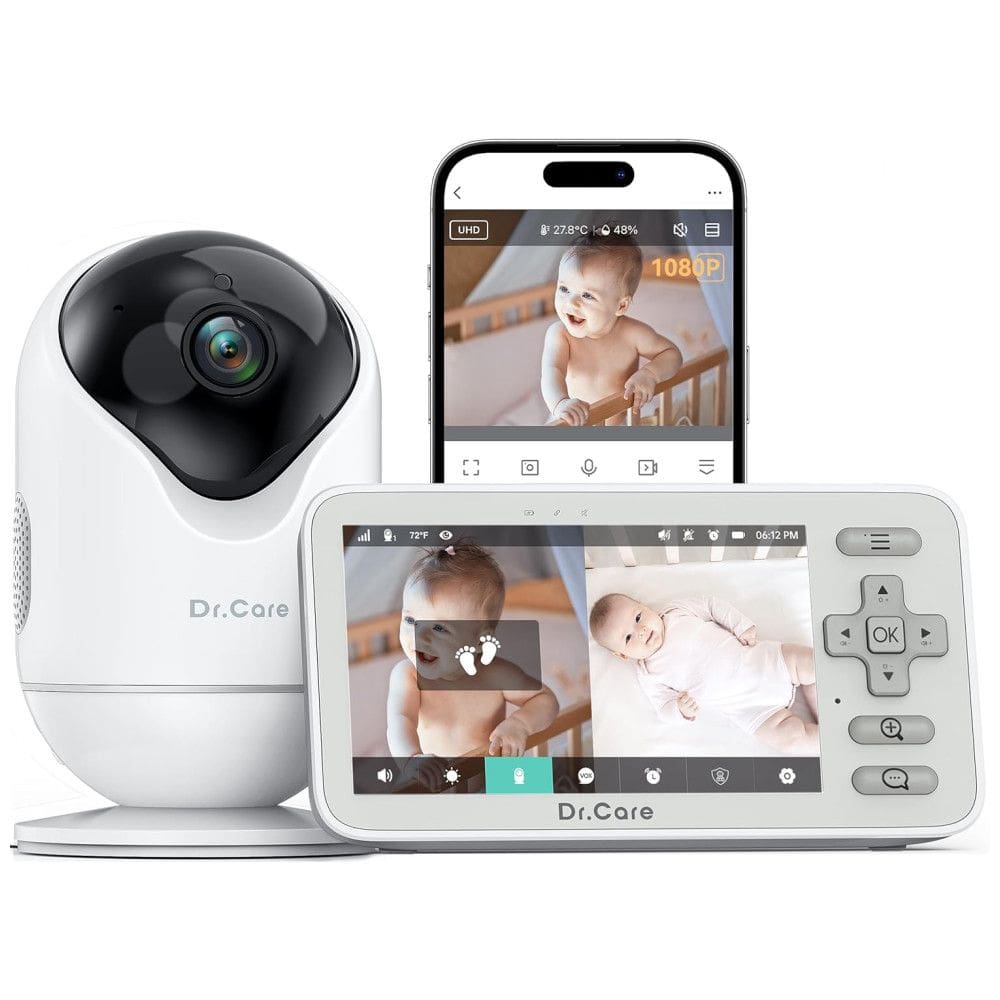 Babá Eletrônica Inteligente Dr.Care VistaView Lite WiFi: 1080P, Visão Noturna, Bateria 3000mAh, Controle por App