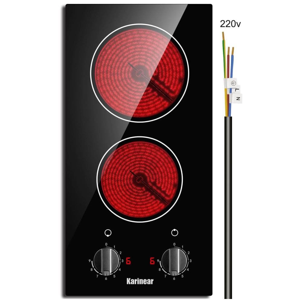 Fogão de Mesa Elétrico Karinear 30 Centímetros, Cooktop de Vidro Cerâmico Embutido, Controle por Botões, Segurança contra Superaquecimento