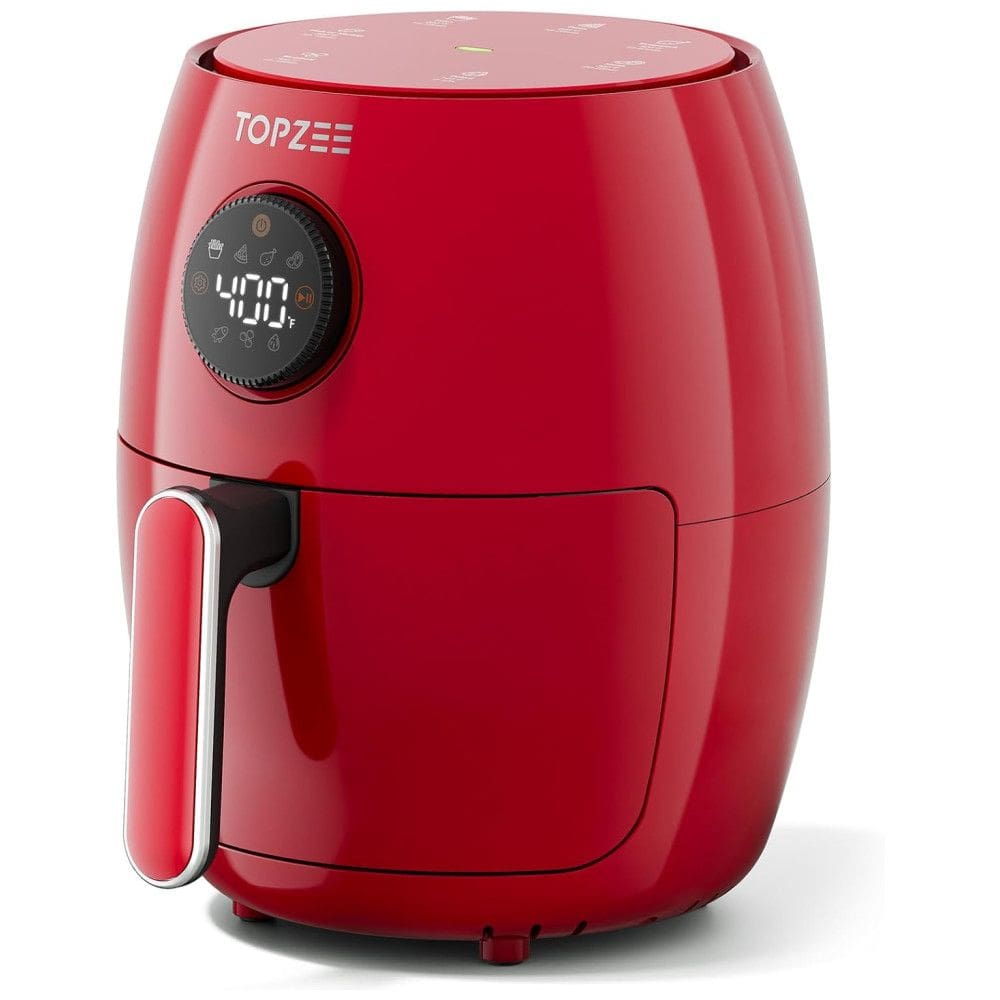 Fritadeira Elétrica de Ar Quente Compacta Topzee, 2,1 litros, 4 em 1, Assar, Grelhar, Reaquecer, 98% Menos Óleo, Controle de Temperatura