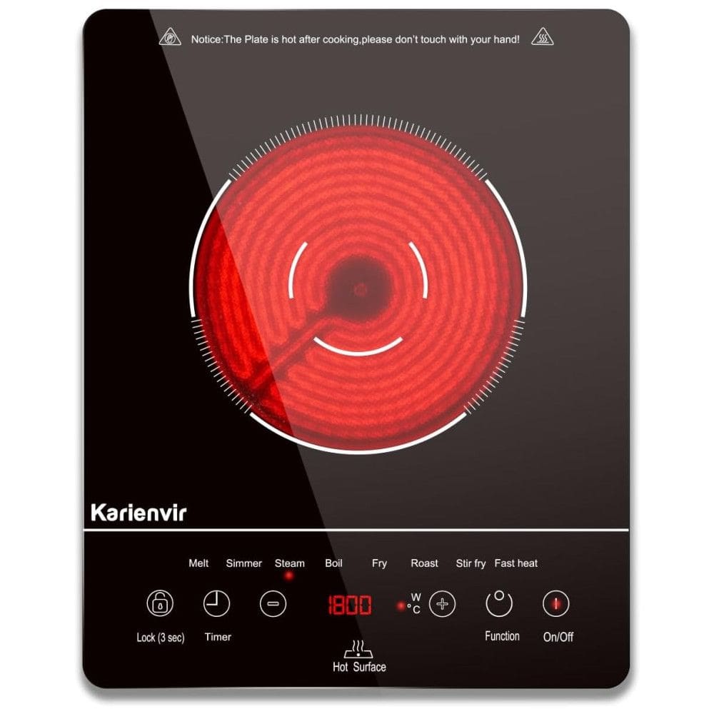 Cooktop Elétrico Portátil 110v com Timer e Trava de Segurança, 9 Níveis de Potência, Ideal para Cozinhas Compactas,Karienvir