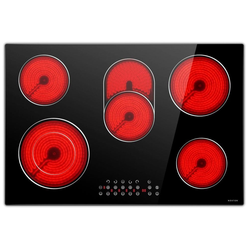 Cooktop Elétrico Noxton 76cm 5 Bocas, Touch Control, Trava de Segurança, Timer, Vitrocerâmica Radiante - Eficiente e Seguro!
