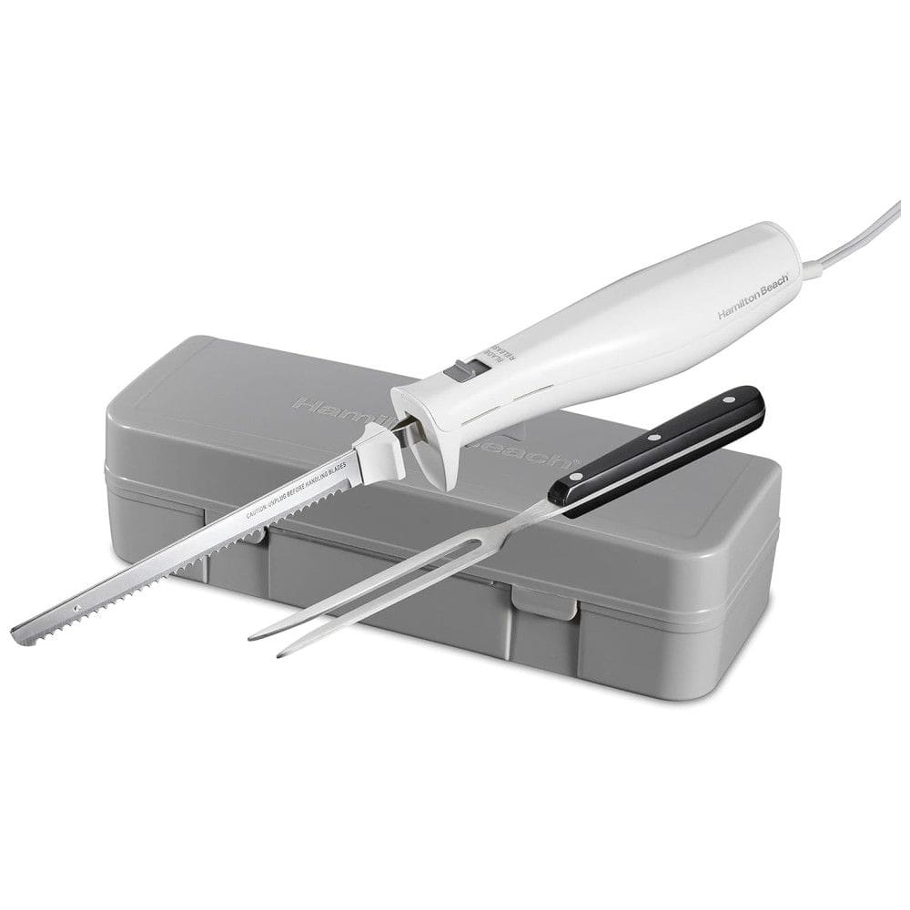 Conjunto de Facas Elétricas Hamilton Beach para Cortar Carnes, Aves, Pães, Artesanatos e Mais! Lâminas de Aço Inox, Design Ergonômico