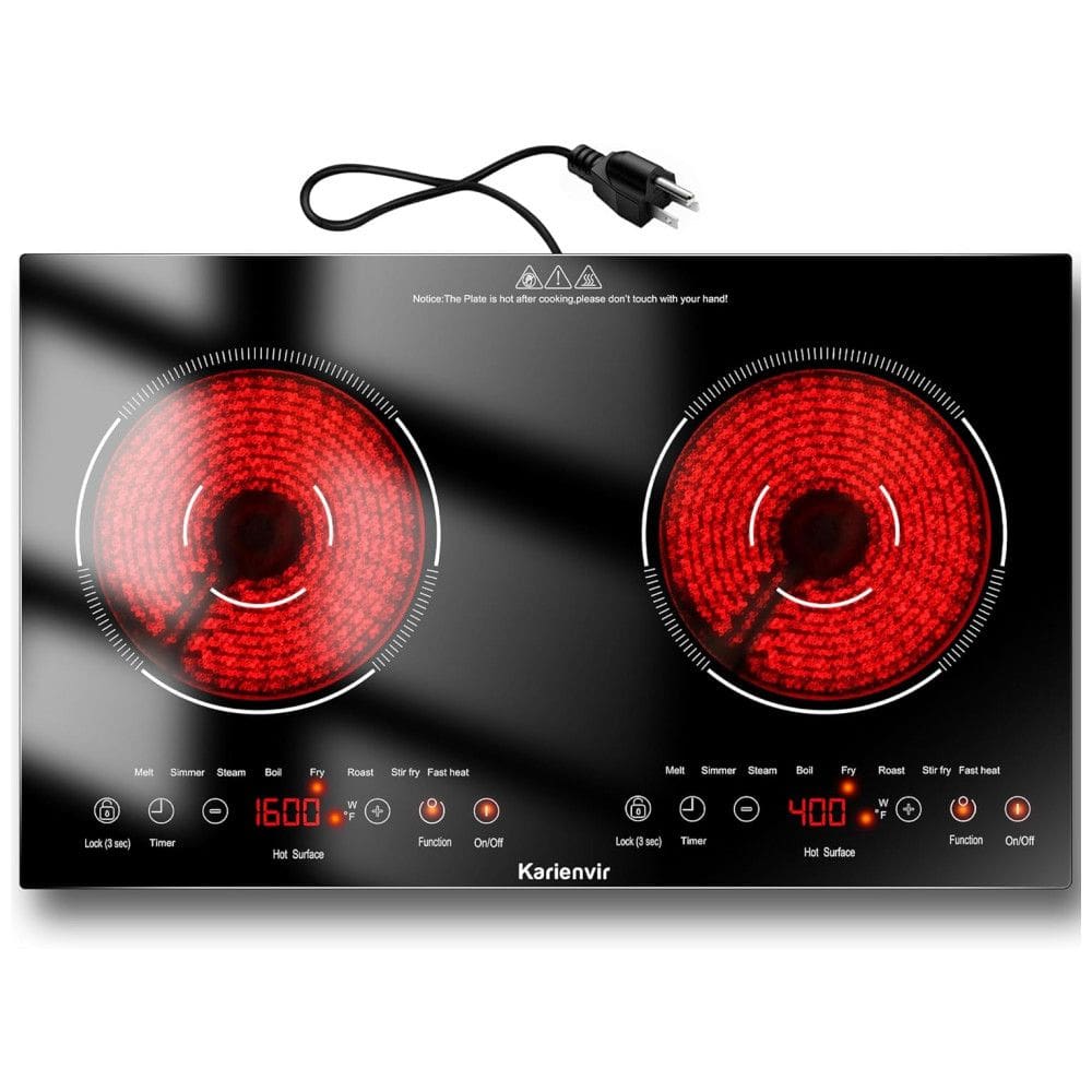 Cooktop Elétrico de 2 Bocas 110v, Embutir Preto, Funções e Controle de Toque, Trava de Segurança - Karienvir