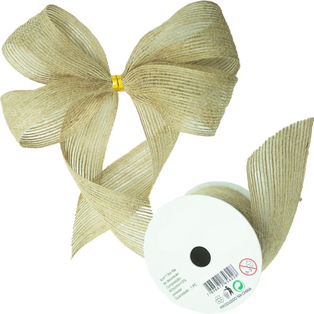Kit 8 Fita Fibra De Juta Decorativa Poliéster Sintética 4cm