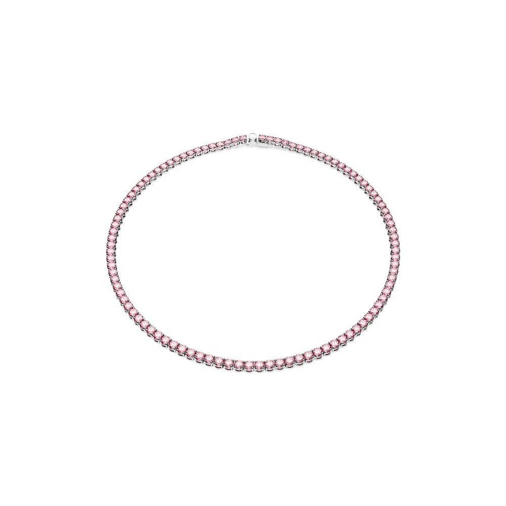Colar Swarovski Matrix Tennis com cristais rosa brilhante