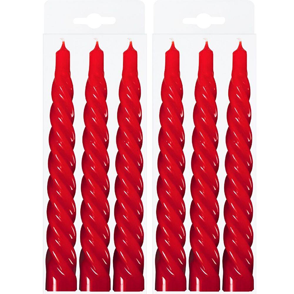 Kit 6 Vela Espiral Natalina Decoração Vermelha Torcida 20cm