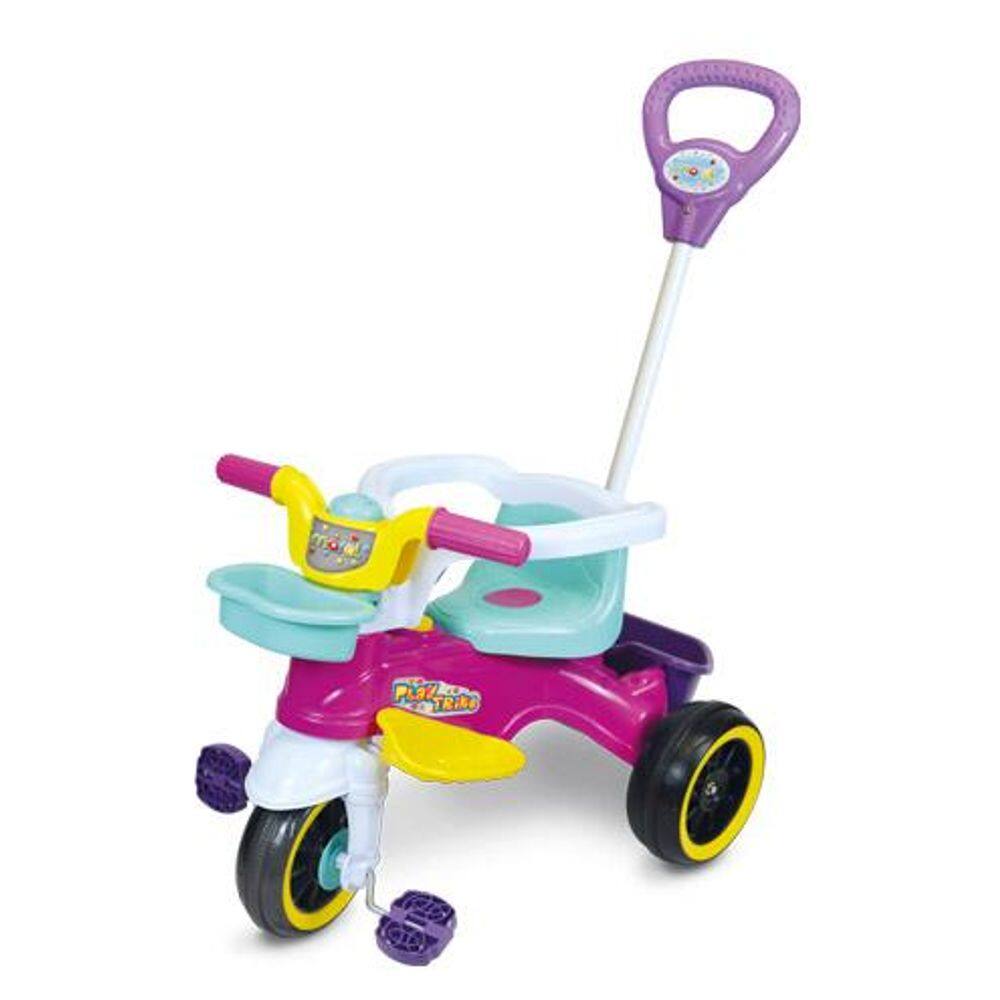 Triciclo Infantil Maral Play Trike Rosa Passeio e Pedal