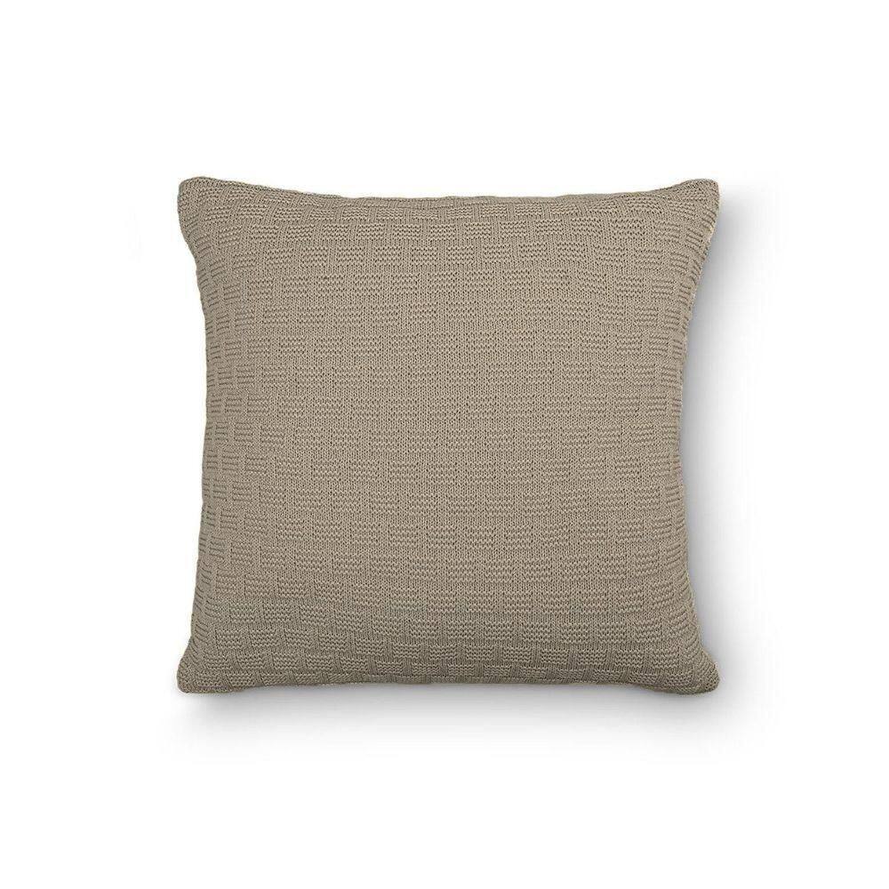 Capa De Almofada Decorativa Tricot Golden Com Zíper Amêndoa