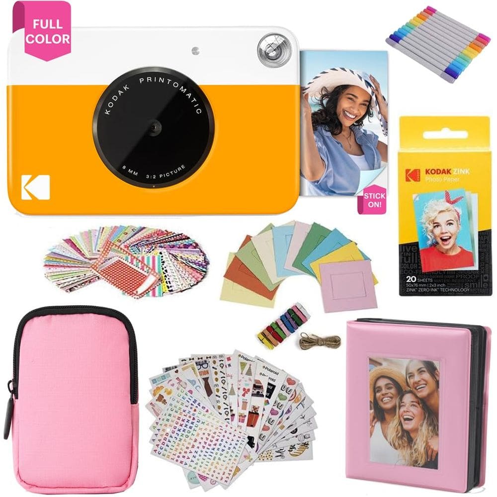 Câmera de impressão instantânea KODAK Printomatic, pacote de presente amarelo