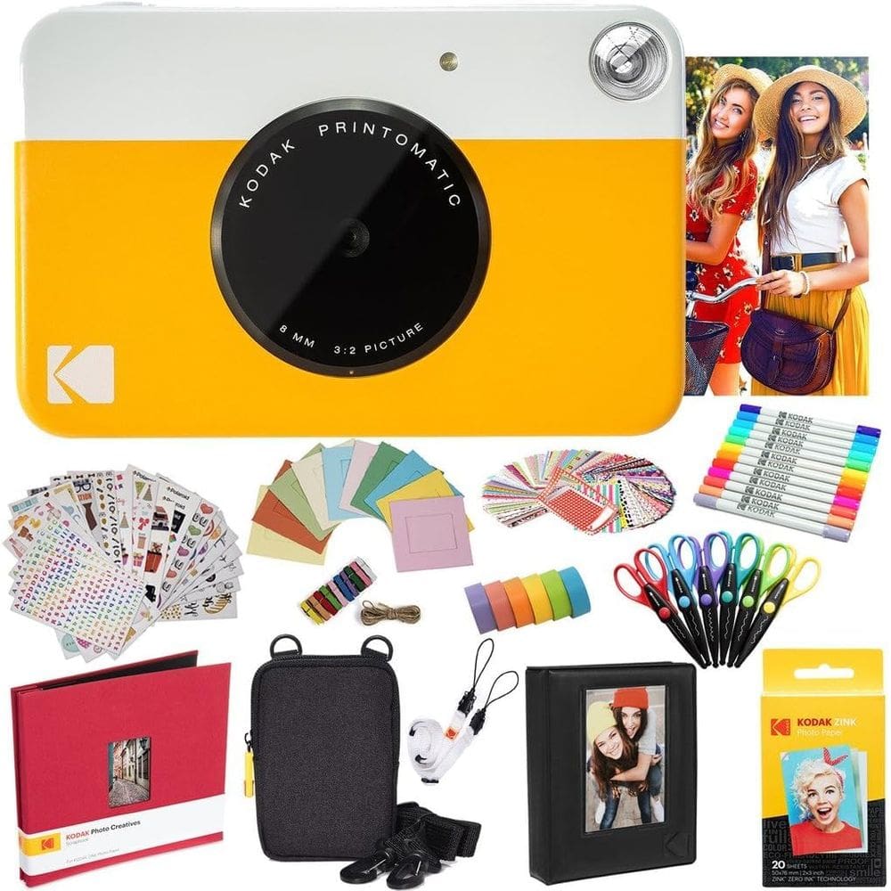Câmera instantânea KODAK Printomatic Yellow + Zink Paper e mais