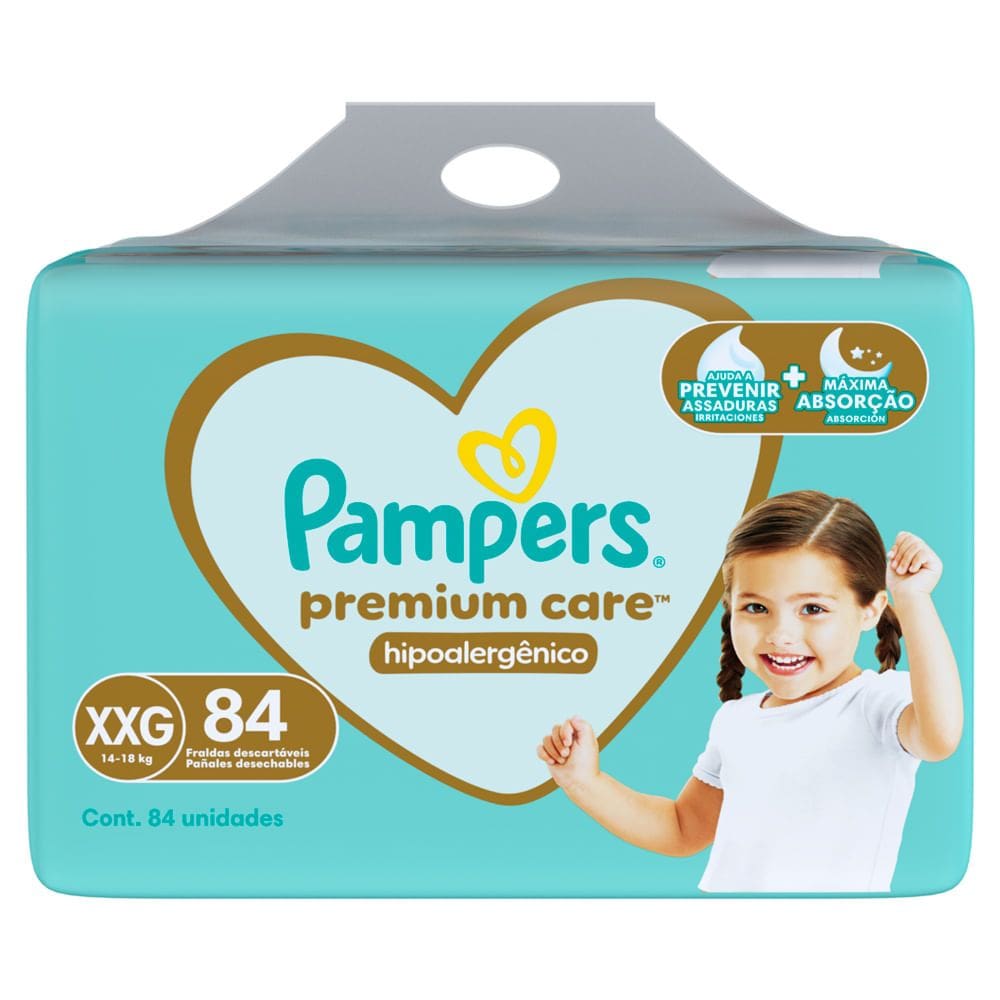 Fralda Pampers Premium Care Tamanho XXG 84 Unidades Descartáveis