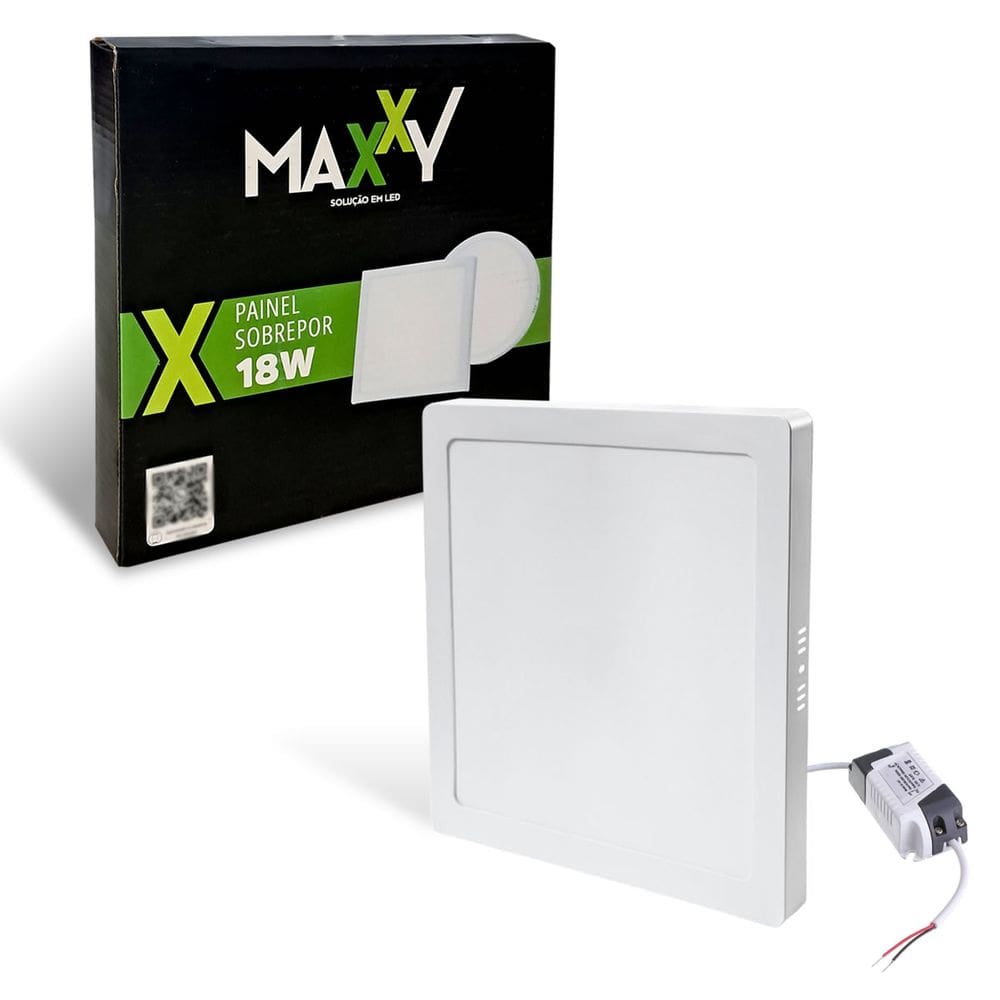 Painel Plafon Led Quadrado Sobrepor 18w Branco Quente 3000k