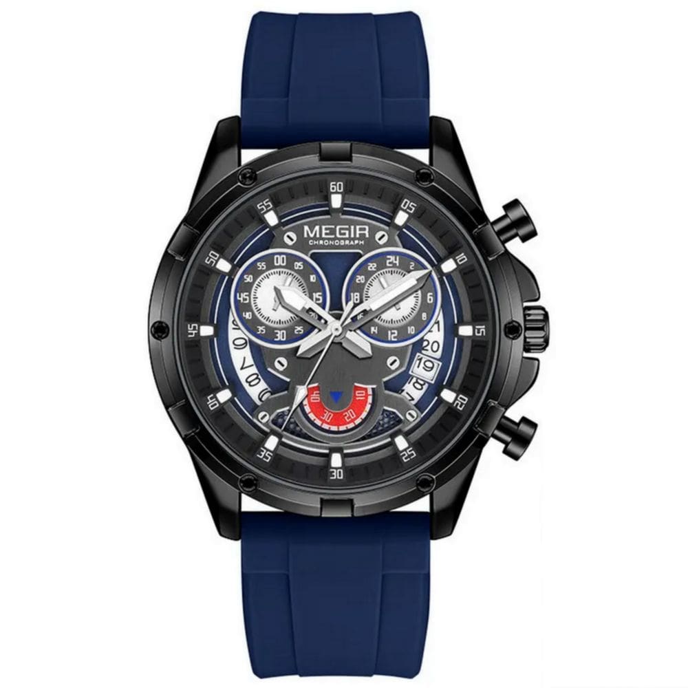 Relógio de quartzo masculino com pulseira de silicone esportivo a prova d´agua