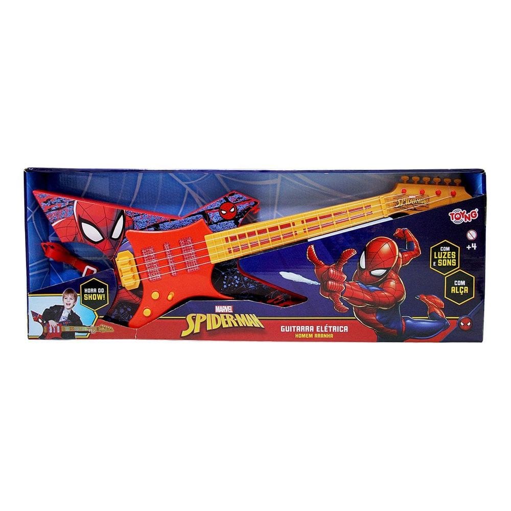 Guitarra Elétrica Homem Aranha Com Luz E Som Toyng 58343