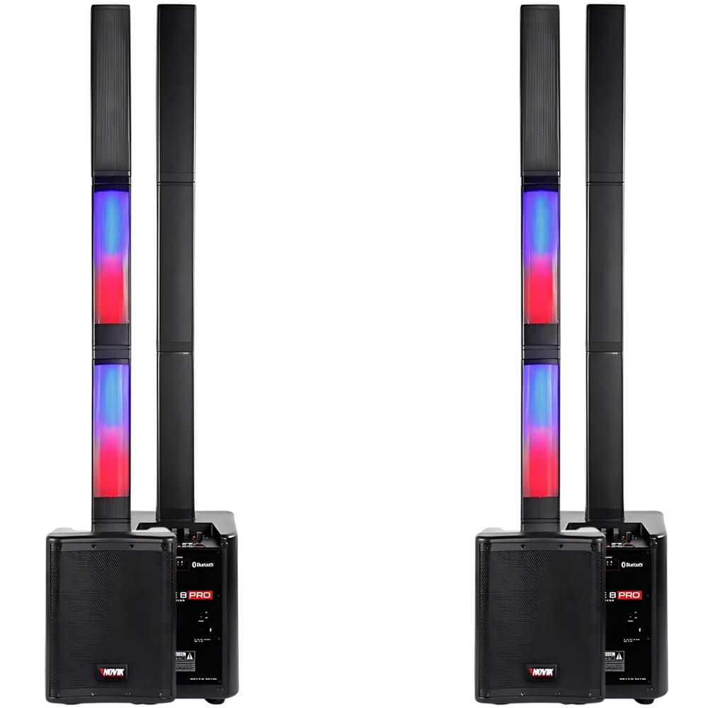 Kit 2 Sistema de Som Novik Stage 8 Pro Portátil Bluetooth USB Mixer