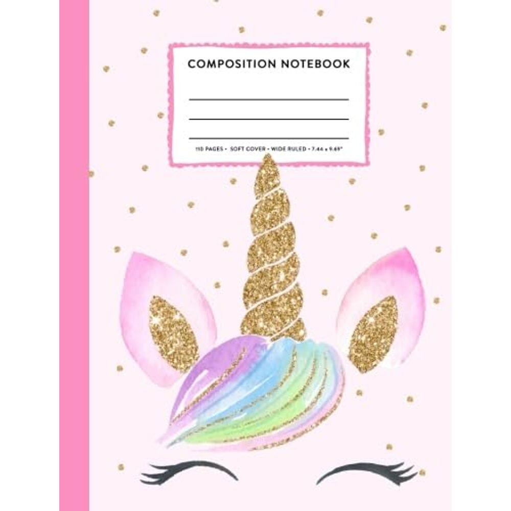 Caderno de composição Genérica Cute Rainbow Unicorn 110 páginas