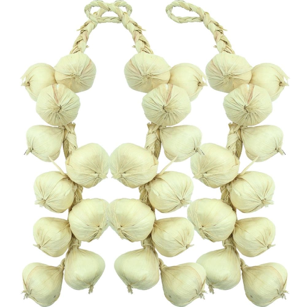 Kit 3 Tranças De Alho Artificial Decoração Artesanal 42cm