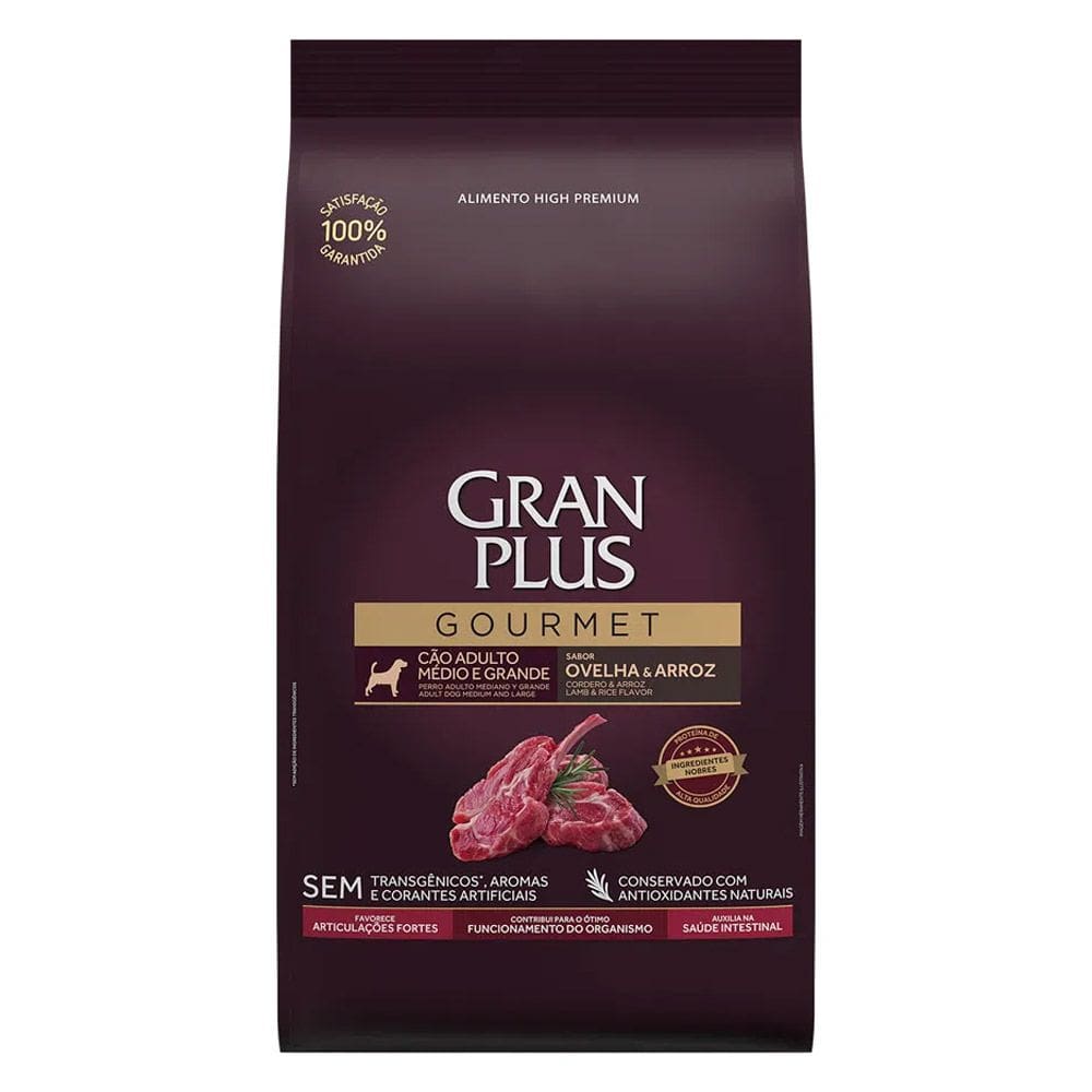 Ração Gran Plus Gourmet para Cães Adultos Raças Médias e Grande Ovelha e Arroz 15kg