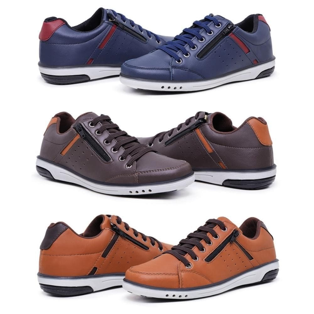 Kit 3 Sapatênis Casual Masculino Fechamento Zíper e Elástico 750 Especial