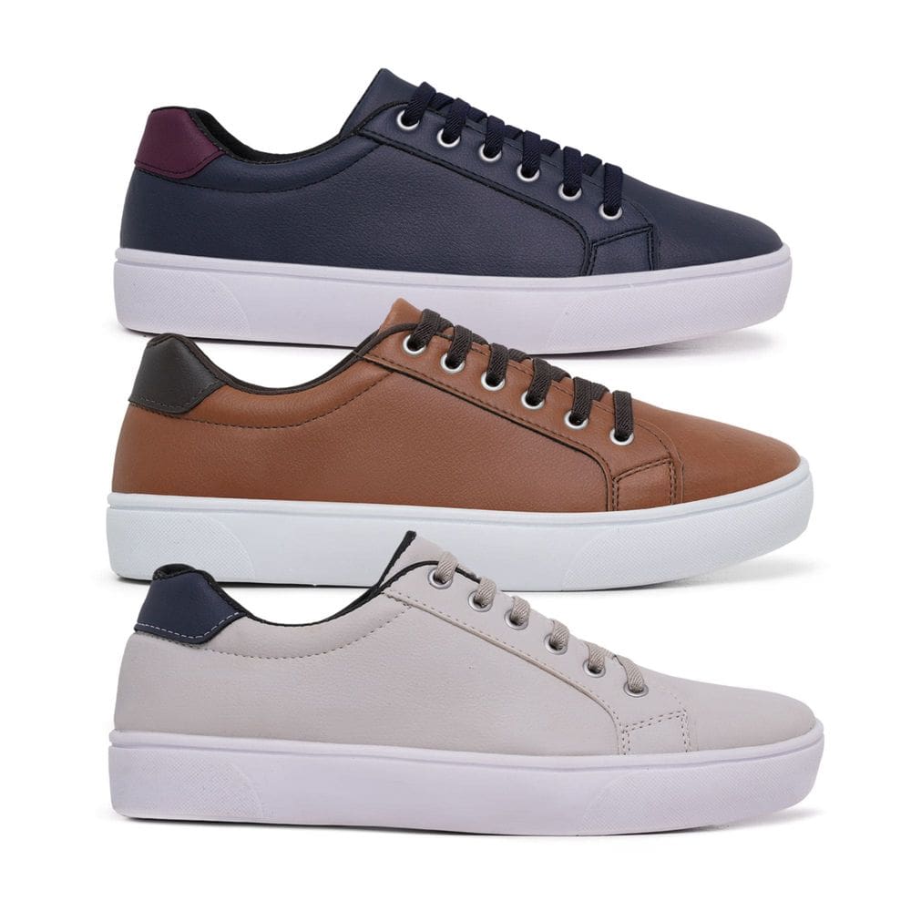 Kit 3 Sapatênis Casual Masculino SF Confort Ajuste Elástico