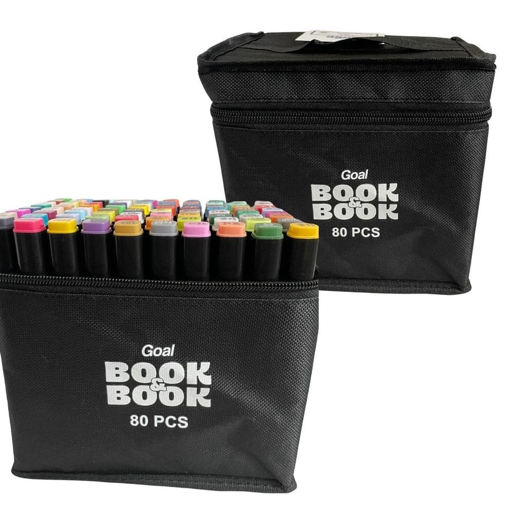 Kit Canetas Marcador Para Colorir Com Ponta Dupla E 80 Cores