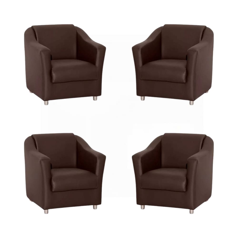 Kit 4 Poltronas Bia Decorativa Reforçada Recepção Clinica Salão Sala De Estar Courino