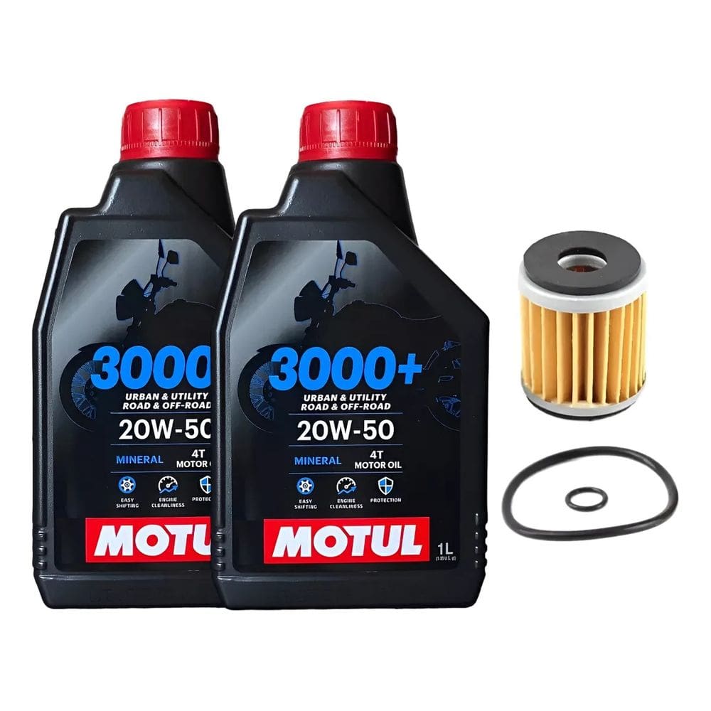 Kit Troca Oleo 2L Motul 3000+ Mineral 20w50 + Filtro de Óleo Fazer Lander Teneré 250 CRYPTON X-MAX