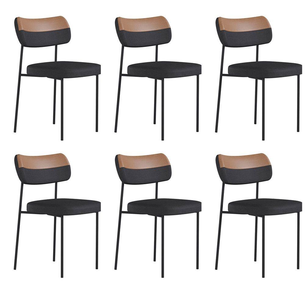 Kit 6 Cadeiras Camila Courissimo Linho Para Sala Jantar Gourmet em Aço-EdeCasaMoveis