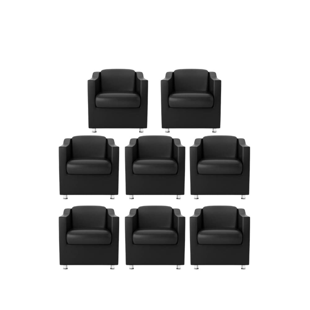 Kit 8 Poltronas Bia Decorativa Reforçada Recepção Clínica Salão Sala De Estar Courino