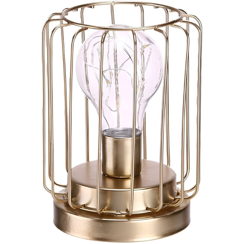 Abajur De Mesa Lâmpada LED Metal Dourado Geométrico Retrô