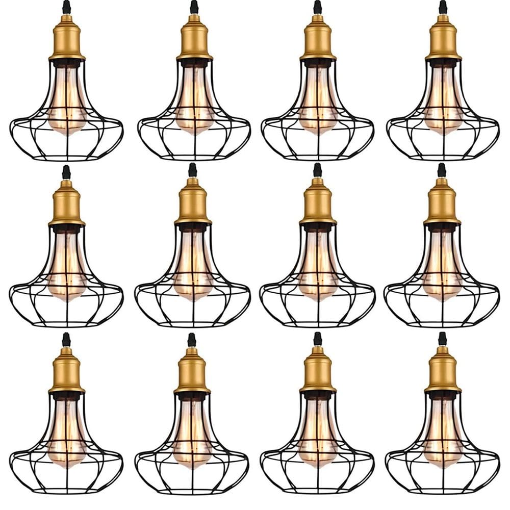 Kit 12 Pendente Aço Taschibra 40w Vintage 185 Preto Lustre