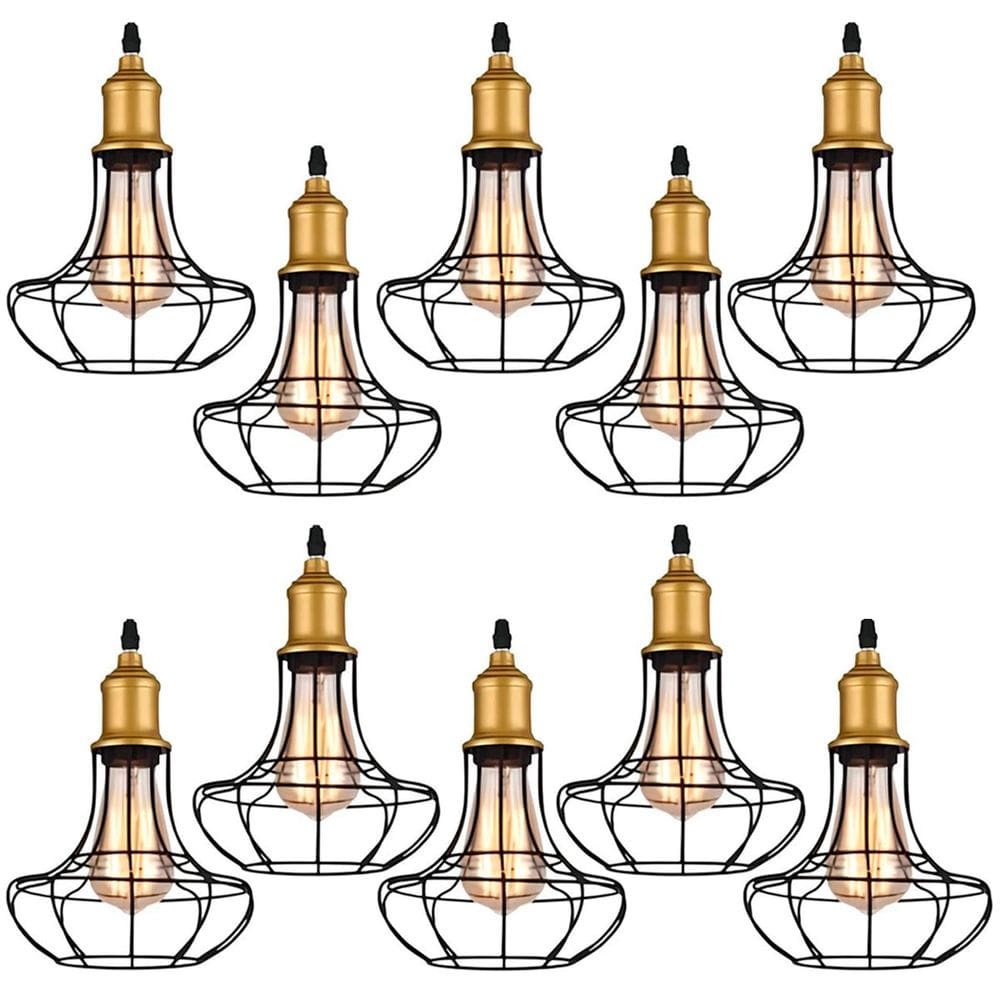 Kit 10 Pendente Aço Taschibra 40w Vintage 185 Preto Lustre