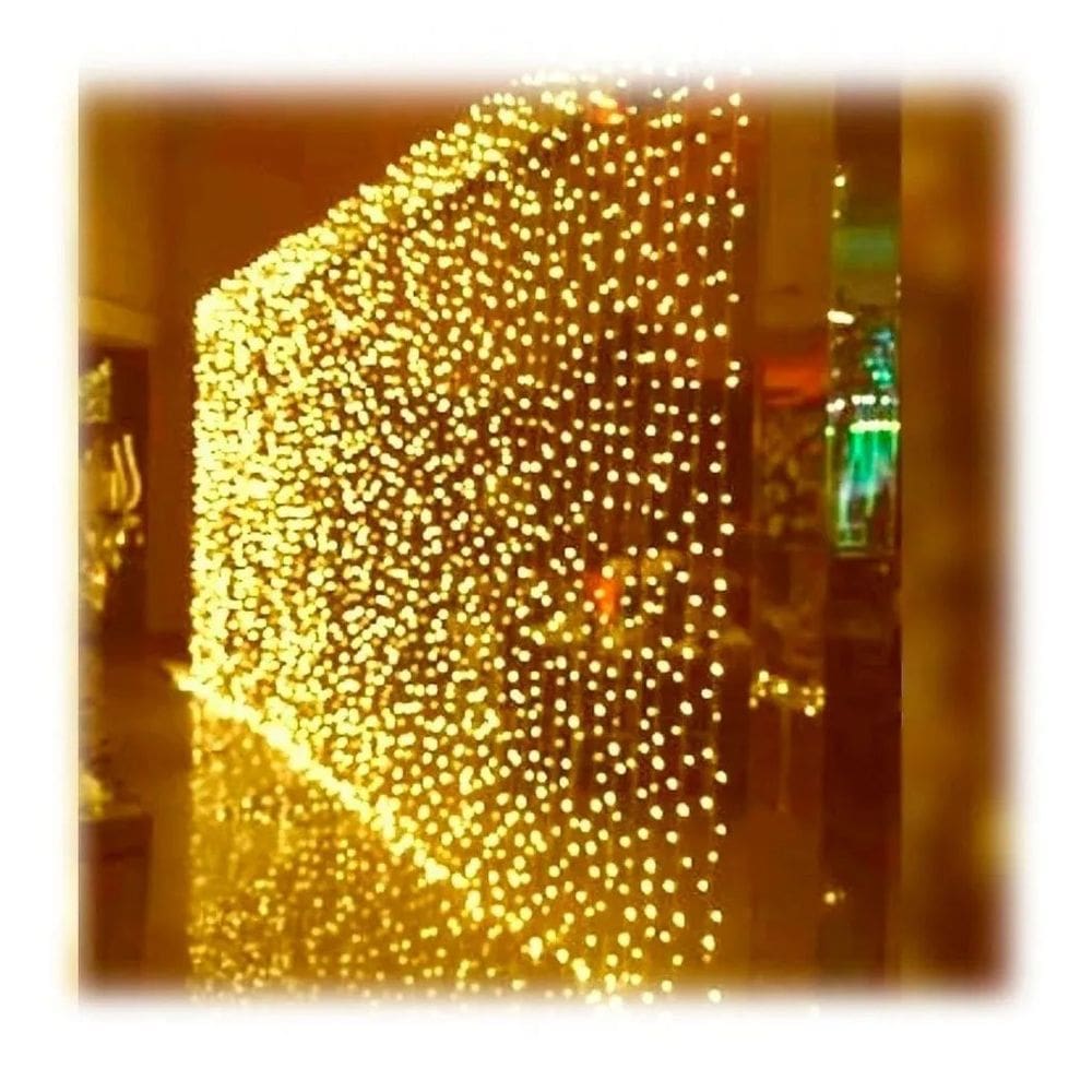 Cortina Cascata De Luz 4x3m 900 Leds Branco Quente Natal 127v